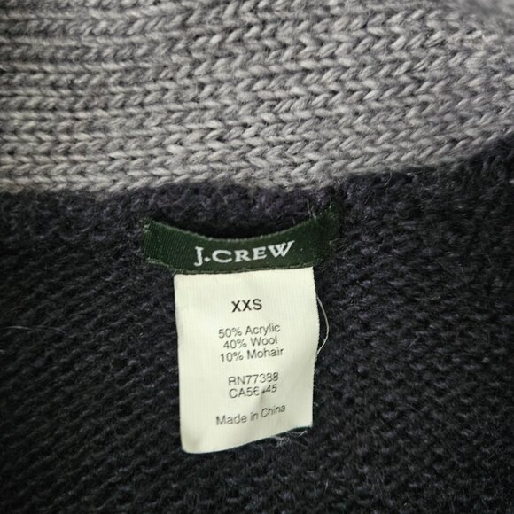 J.Crew women's blue and gray wool shawl collar grandpa style cardigan size XXS - Picture 3 of 7